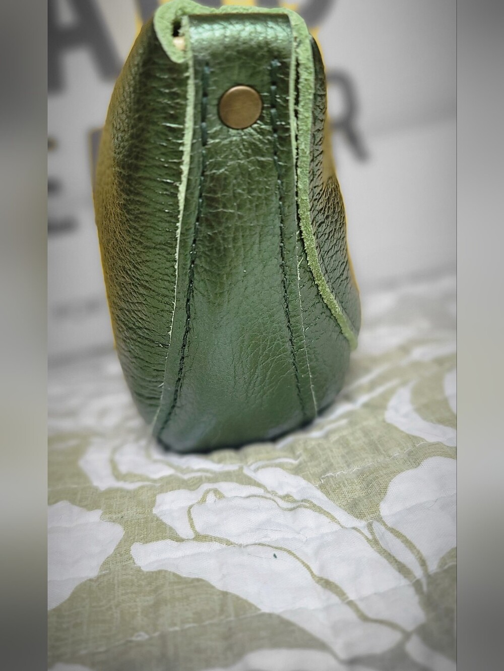 Portland Leather Small Koala Sling Bag in Metallic Greench. - Picture 4 of 11